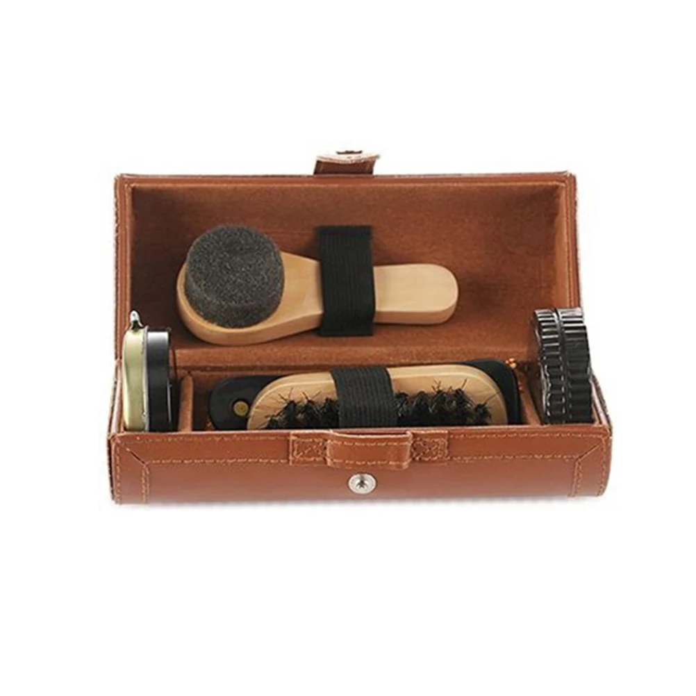 

Travel Shoe Care Kit Lightweight Durable Shine Set Polishing Brush Shoe Polish Maintenance Tools For Business