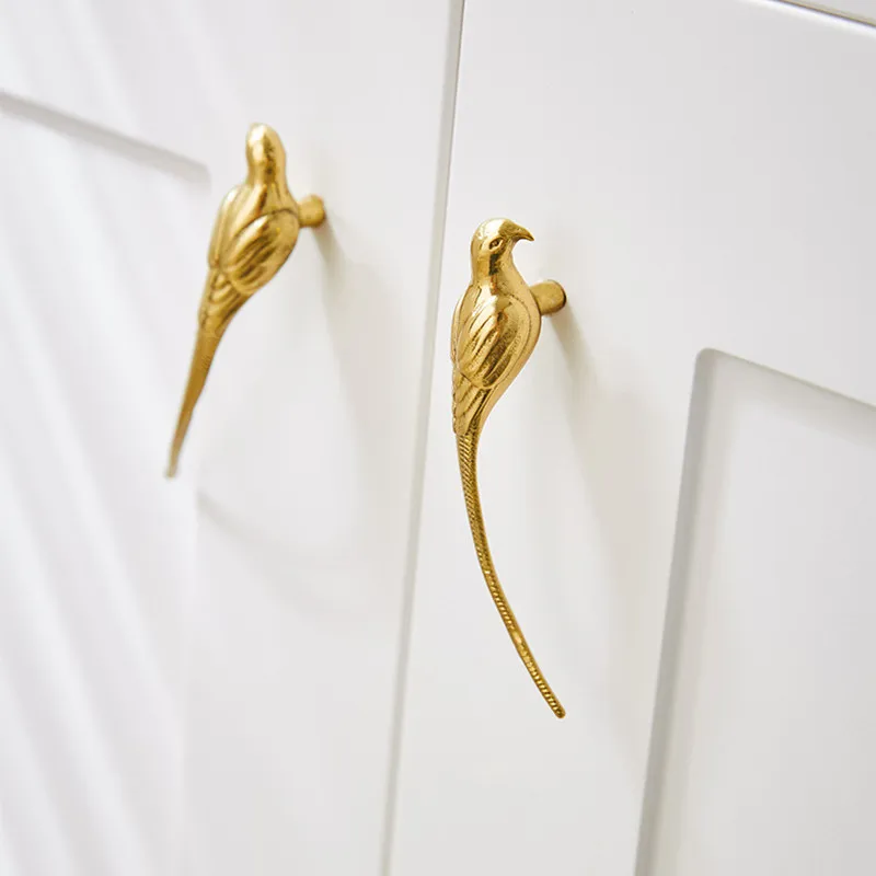 Golden Bird Cabinet Handle Personalized Wardrobe Handle Creative Children\'s Simple and High End Wine Cabinet Drawer Door Handle