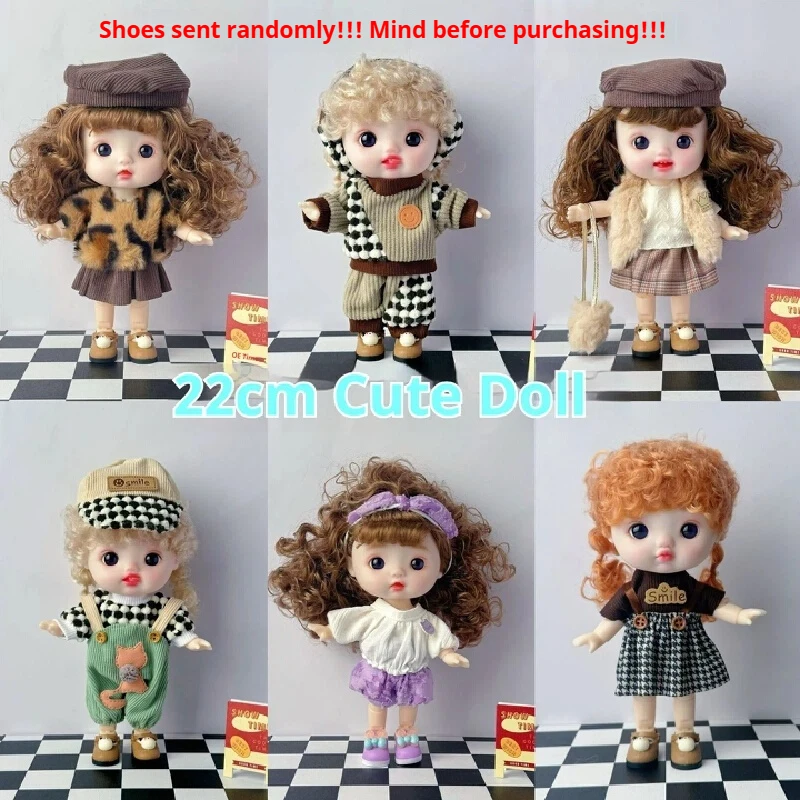 

22 cm cute big-headed girl little cute doll articulated body cute and adorable doll set fashionable birthday gift for girls set
