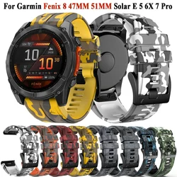 Fenix 8 51MM 47MM QuickFit 22/26mm Silicone Watch Band For Garmin Epix Pro Fenix 5 6X 6 Pro 7 7X/MARQ/Enduro 2 3 Wristband Strap