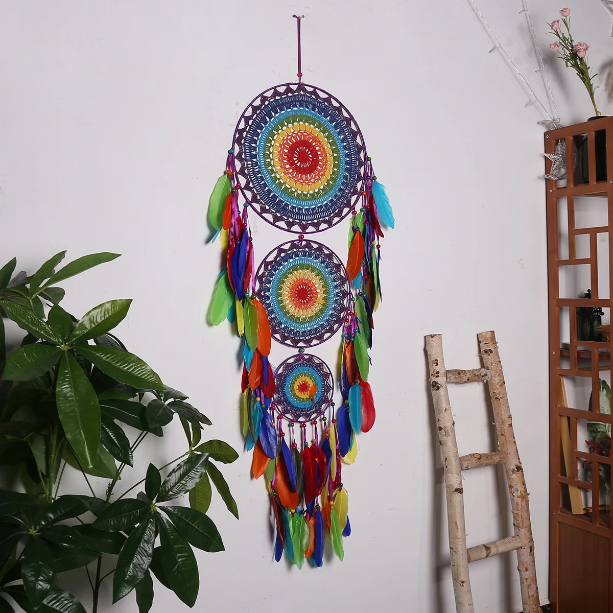 

Indian Style Creativity Three Rings Dream Catcher Hhome Decoration Pendant Dreamcatcher Holiday Decorations Pendant Wall Hanging