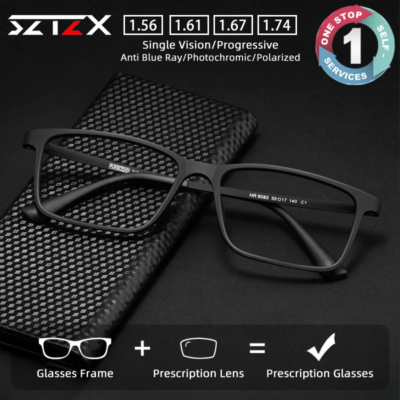 SZTZX Lunettes de vue confortables et polyvalentes, anti-lumière bleue, en TR90 et titane, pour myopie, lunettes de lecture progressives personnalisées