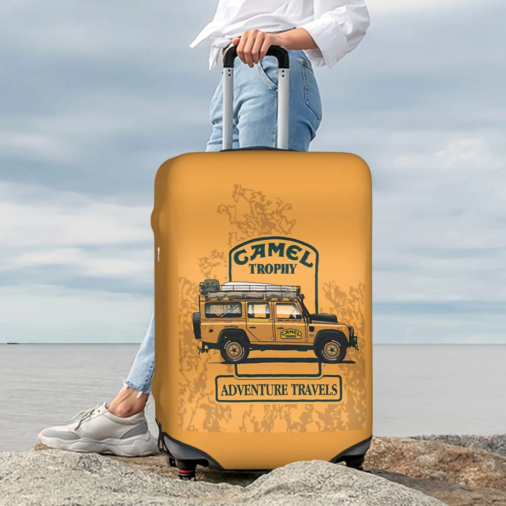 Custom Camel Trophy Defender 110 Luggage Cover Elastic  Travel Suitcase Protective Covers Fits 18-32 Inch