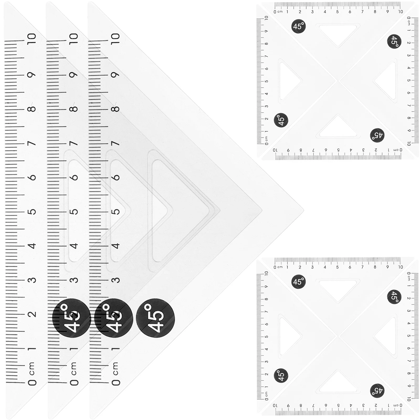 12 قطعة من أدوات قياس مساطر هندسية متعددة الوظائف سطح أملس مقاوم للارتداء والتمزق مثالي للفنانين الطلابيين