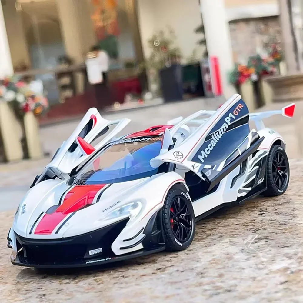 1/22 Alloy MCL P1 GTR Toys Miniature Cars Models with Sound Light Wheel Pull Back Supercar Model Kids Children's Day Gifts