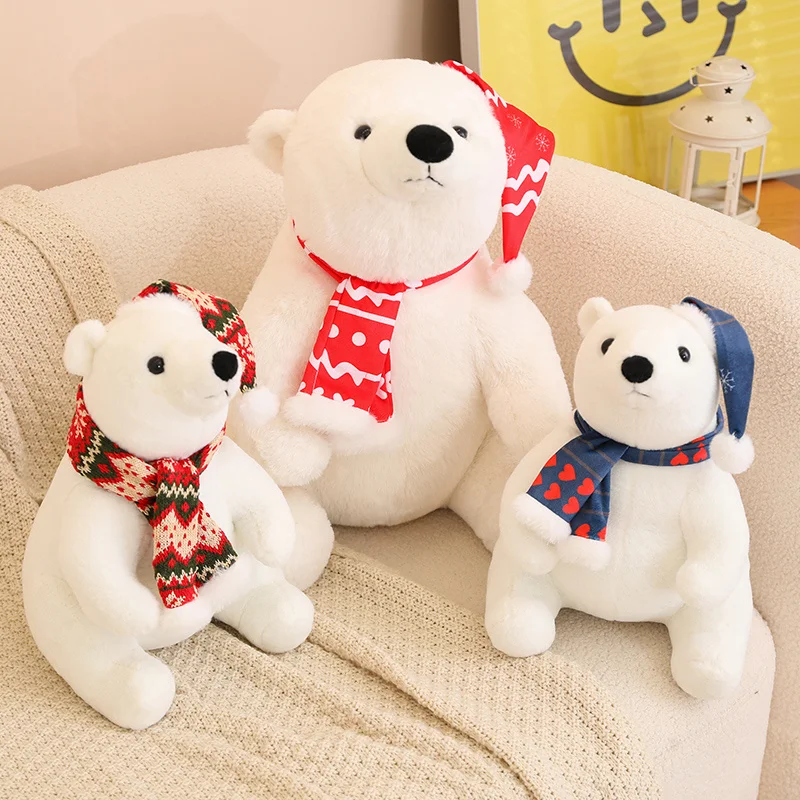 1pc 30-60cm Kawaii Sitting Fat Polar Bear Plush Toys Party Christmas Style Bears Pillow Stuffed Soft Animal for Children's Gift