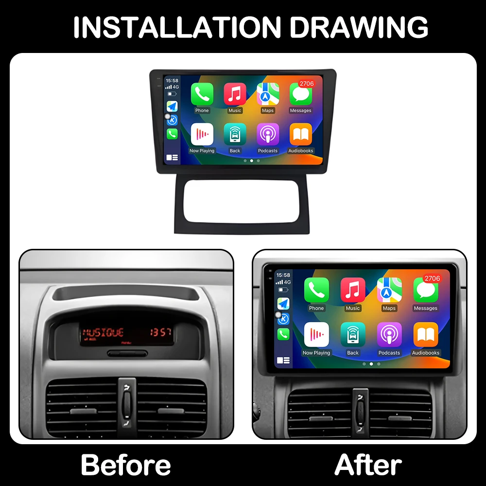 for Renault Clio campus Car Radio Multimedia Video Player Android Auto Wireless Carplay GPS Navigation 4G WIFI BT DSP Stereo view 6