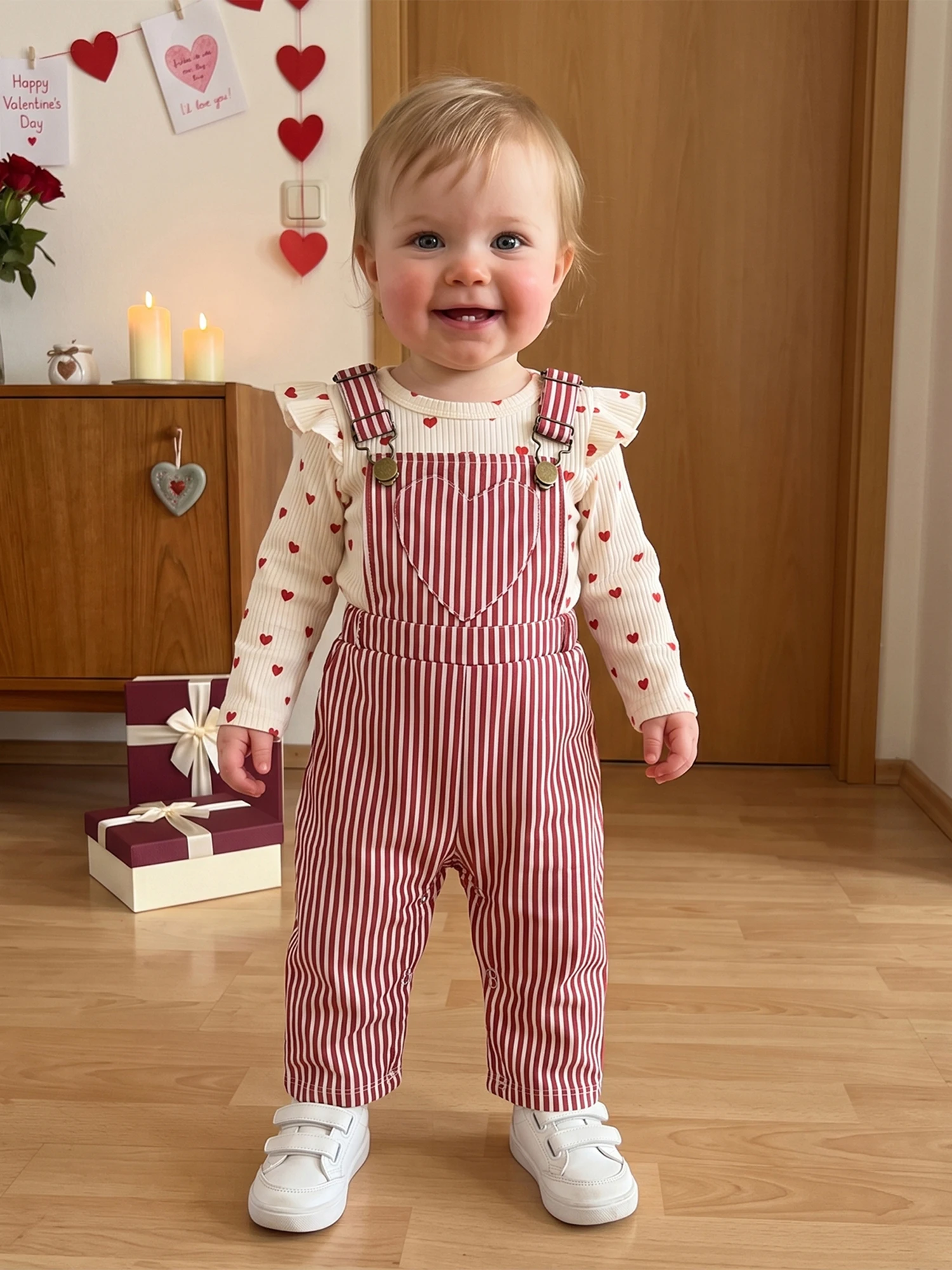 Outfit Baby Sleeve Heart Print Romper With Overall With Sleeve Overall Print Romper With Professional
