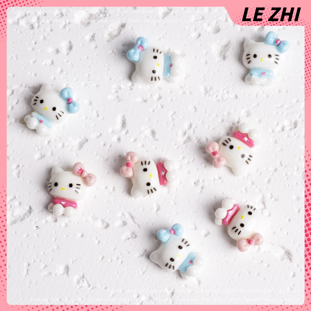 20Pcs Hawaii Mixed Hello Kitty Nail Art Charm Party Sticker 3D Brown White Pink Blue Black Skin Kt Nail Party Sticker Accessory