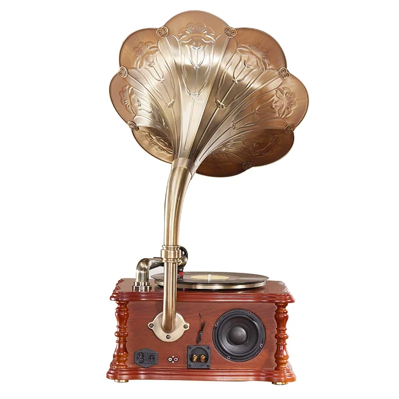 Factory supply Classic Wooden Radio Gramophone Luxury Retro Vinyl Phonograph Record Player Antique Gramophone