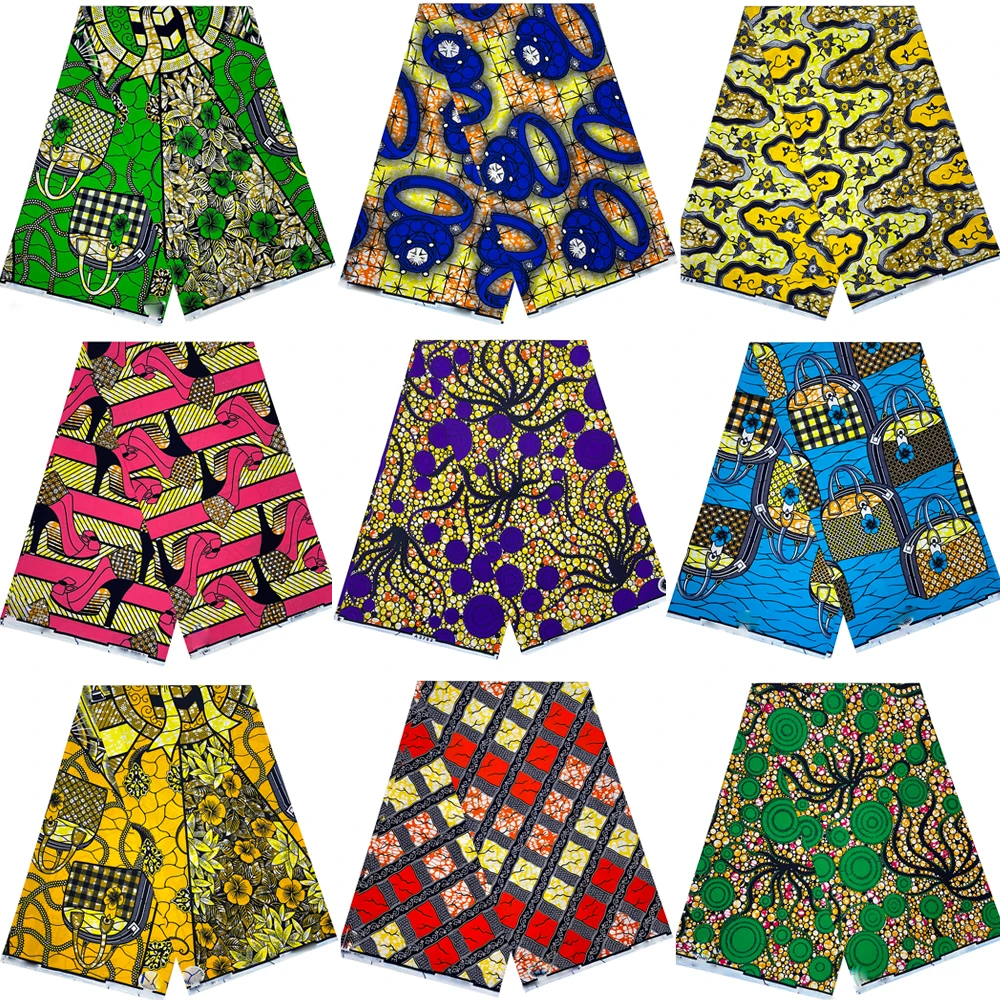 

African Super Wax Fabric 6 yards Veritable Wax Nigerian Ankara Block Prints Batik Fabric Dutch Pagne 100% Cotton For Sewing