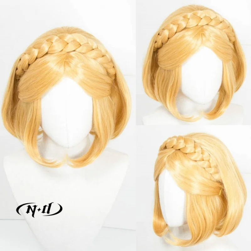 

ND Princess Zelda Cosplay Wigs Hairpiece Game Cosplay Hair Wigs for Comic Con Coser Costume Theme Party Heat Resistant Synthetic