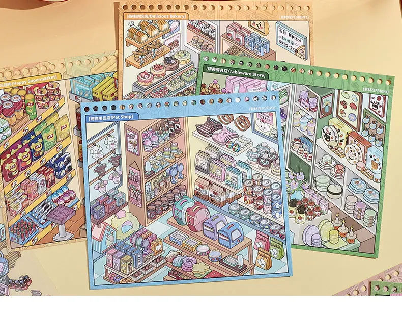 JIANQI 10in1 3D-Supermarktregal-Aufkleber, Buch, Album, Cartoon-Szene, DIY-Spielzeug, Spiel, Festival, Geburtstagsgeschenk für Kinder, Mädchen, Kinder – Detail 11