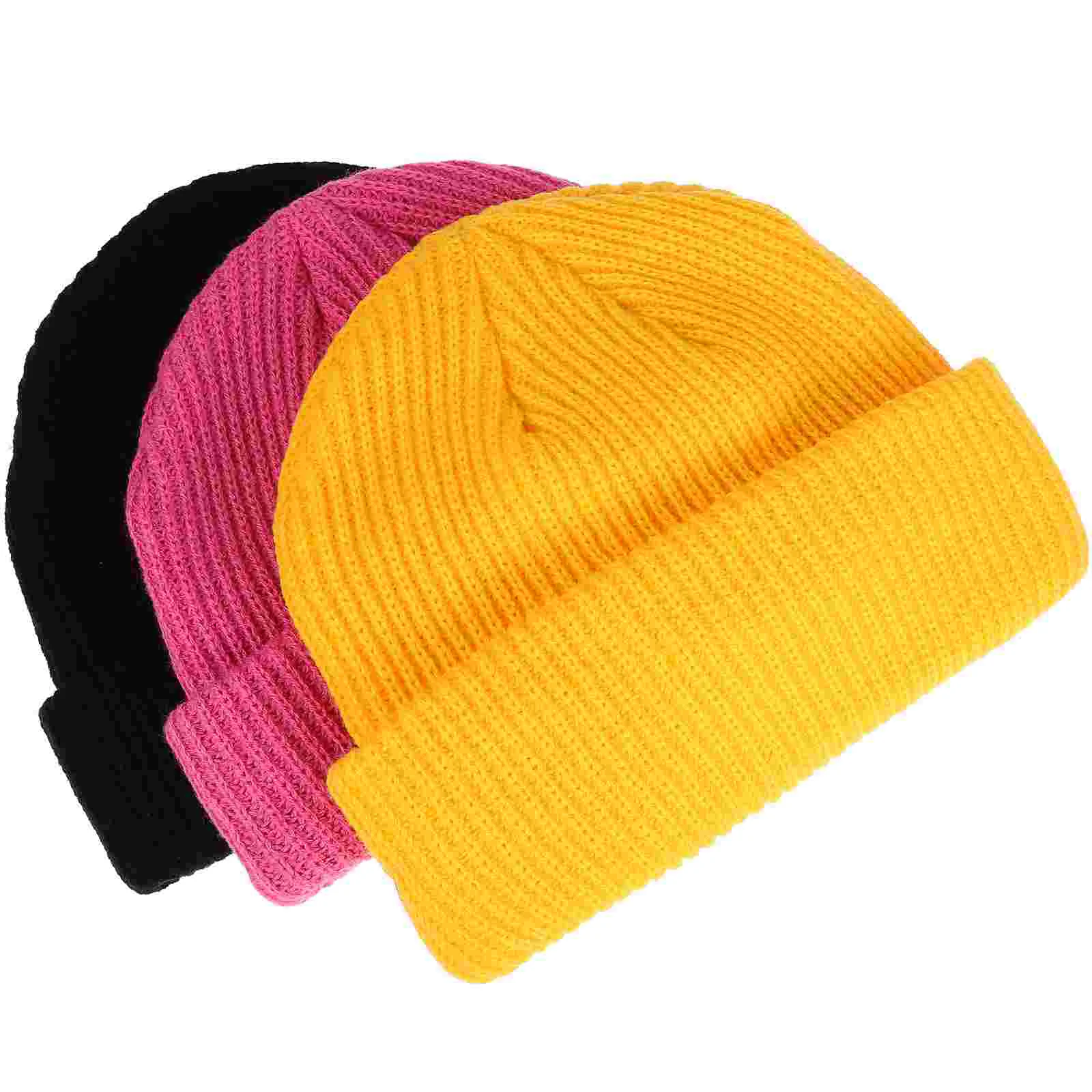 

3 Pcs Knitted Hat Autumn Warm Man Caps for Men Beanie Women Acrylic Cold-proof