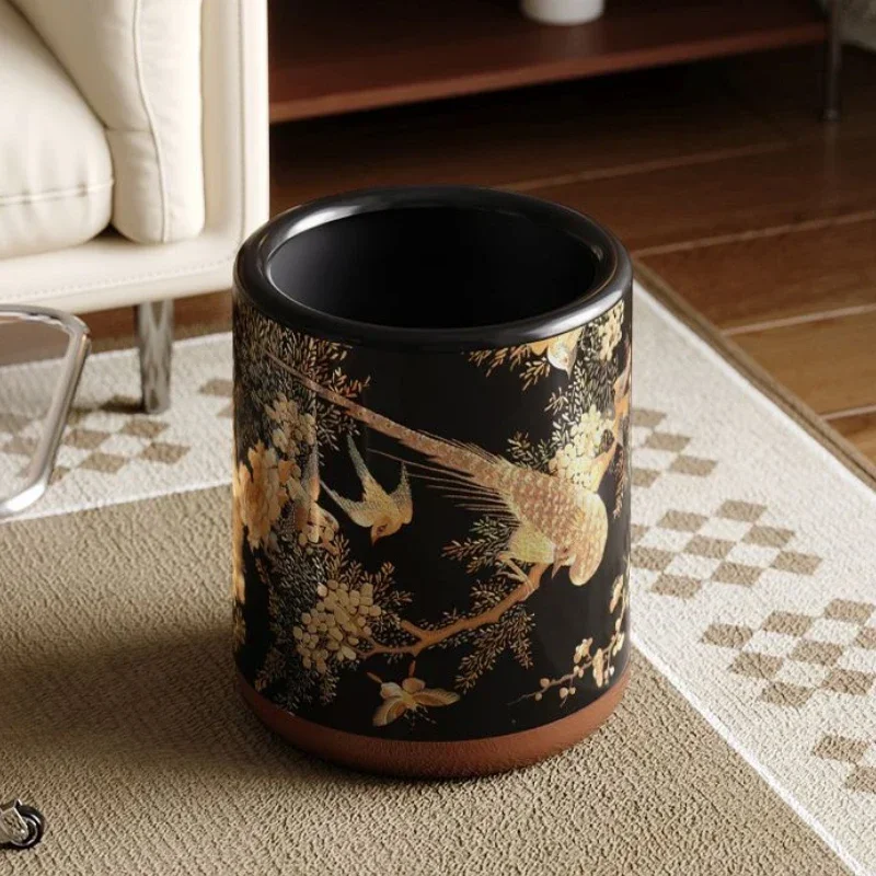 

13L Trash Can Retro Litter Bins Bedroom Kitchen Wastebasket Living Room Modern Waterproof Garbage Bin Household Accessories