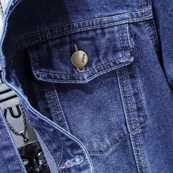 Summer New Men Pure Colour Denim Jacket Single-breasted Lapel Daily Casual Coats 5