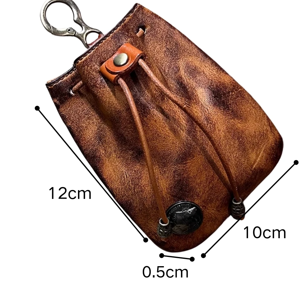 Genuine Leather Wallet For Men Vintage Mini Coin Purse Zipper Small Pocket Card Slot Pocket Women\'s Wallet Key Bag