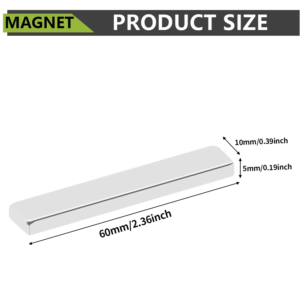 N35 سوبر قوي مغناطيس النيوديميوم كتلة ندفيب قوية دائمة المغناطيسي imanes مغناطيس الثلاجة 60x10x5 مللي متر