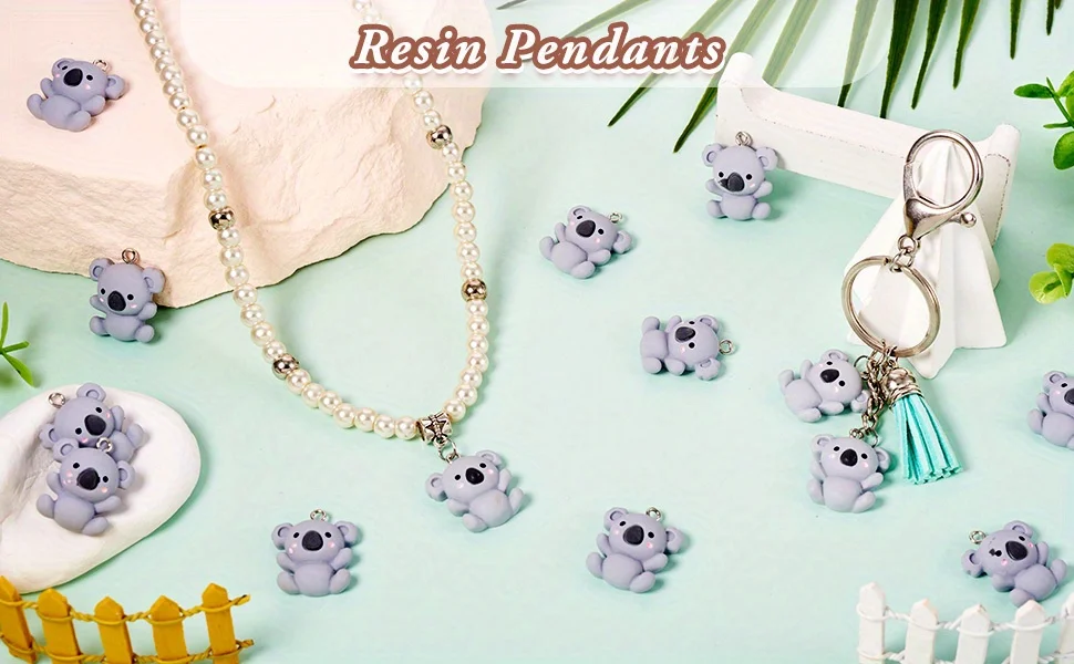 3/10/20pcs Resin Koala Shaped Pendant,DIY Jewelry Decoration Accessories,Christmas,Halloween,Valentine's Day,Thanksgiving Gifts view 5