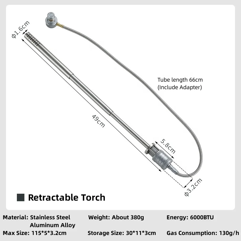 CAMPINGMOON Torch Spray Gun Outdoor Camping Picnic Fire Making Barbecue Point Carbon Stainless Steel Spray Gun