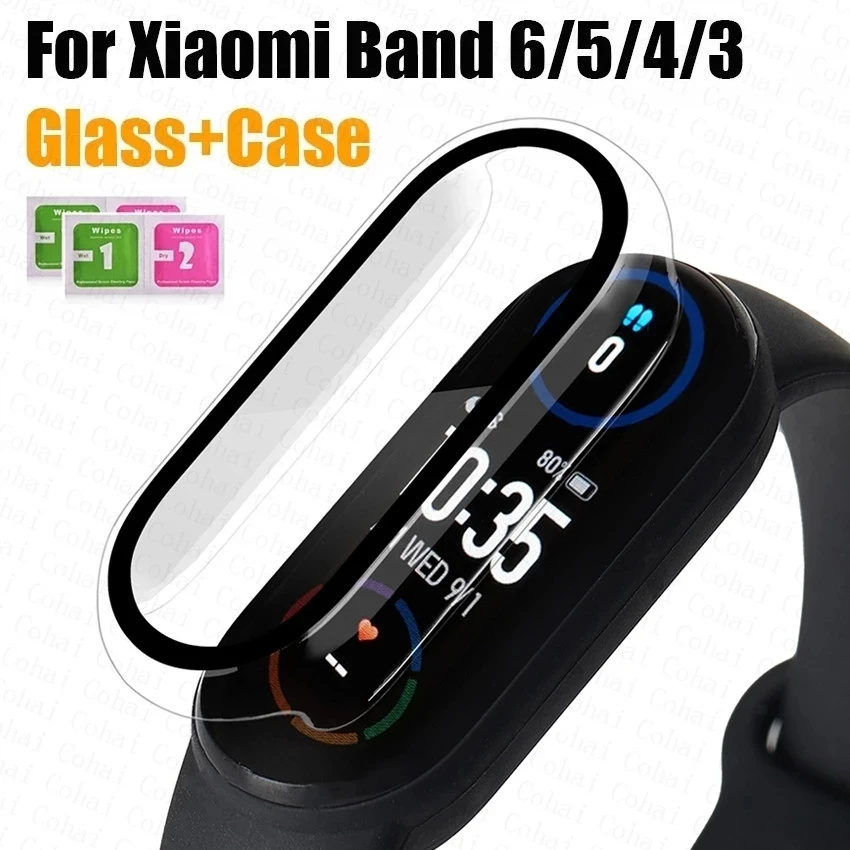 10D Screen Protector Soft Glass For Xiaomi mi band 7 6 5 4 Full Cover Protective Film For Miband 7 Pro 6 5 Case Strap Bracelet