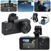 HD 1080P 3-Lens Inside Vehicle Dash Cam Dashcam Camcorder Car DVR 3 Channel DVRs Recorder Video Registrator Three Way Camera