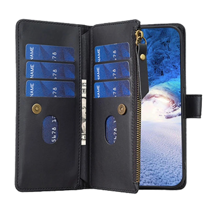 Double Layer Zipper Wallet Leather Case For OPPO A74 A94 A54S A54 A16S A55 5G A52 A92 A72 A16 Cover Card Slots Flip Coverings