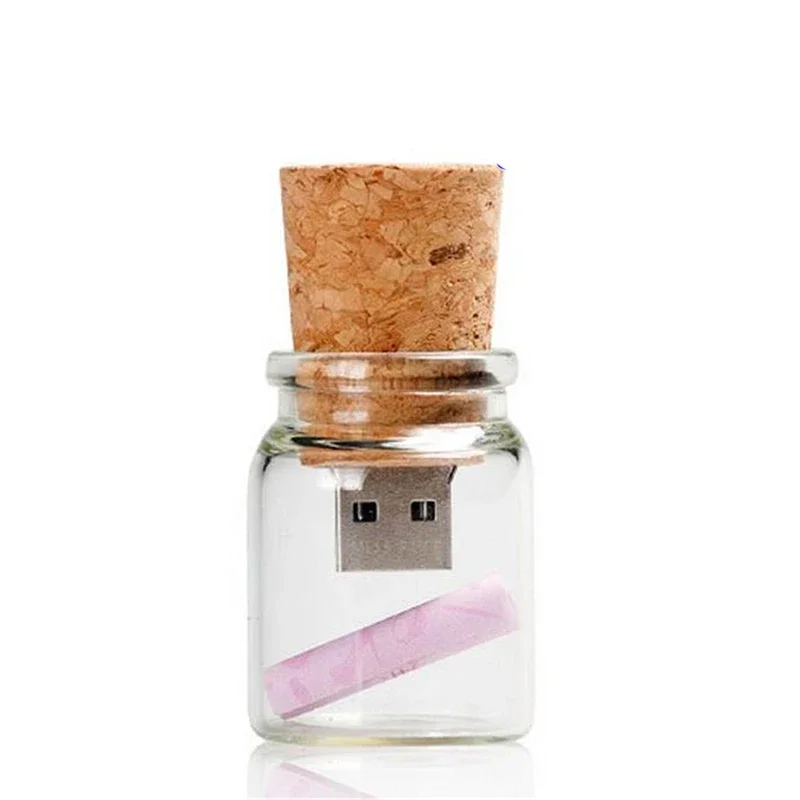 Chai Thủy Tinh USB 2.0 Ổ Đĩa Flash 4GB 8GB 16GB 32GB 64GB 128GB Không Tùy Chỉnh LOGO Camera Bút Chụp Ảnh Cưới Quà Tặng Thẻ Nhớ