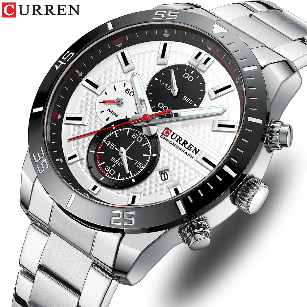 

CURREN Men's Elegant Stainless Steel Business Quartz Watch Fashion Casual Watch Exquisite Luminous Calendar Watch reloj hombre