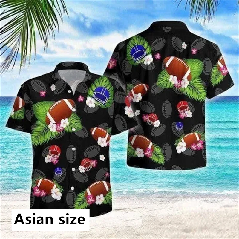 Hawaiian Shirt For Man 3D Rugby Tropical Plant Printed Luxury Men's Shirs Summer Casual Plus Size Beach Party Tops Button Blouse