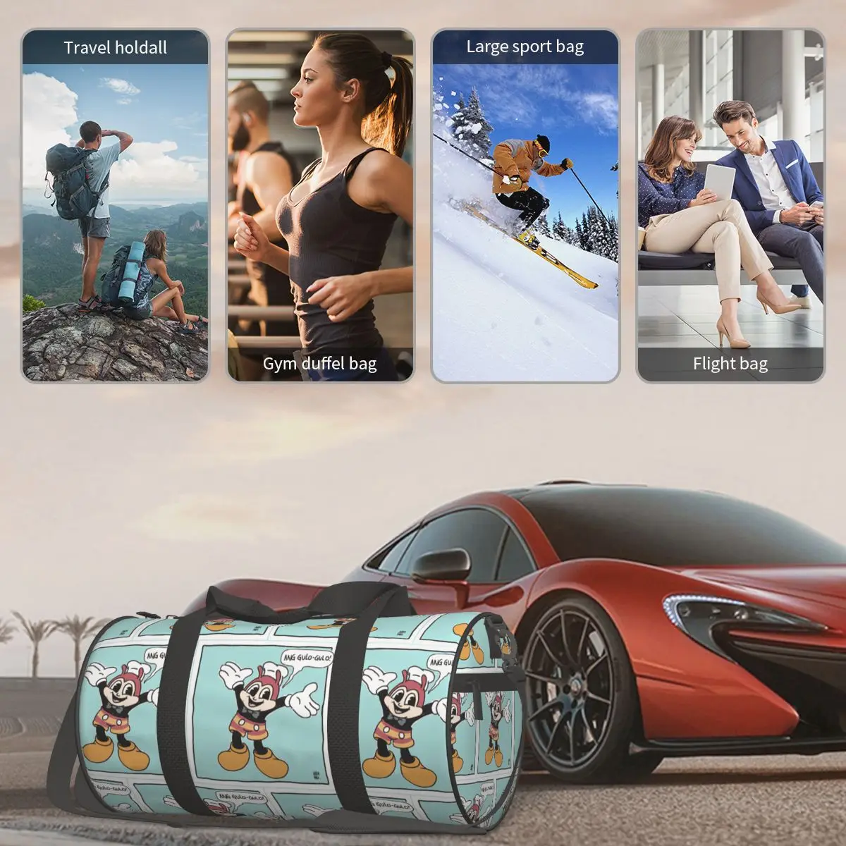 JOLLIBEE X MOUSE مضحك ريميكس WEBCOMIC ملصق كبير واق من المطر حقيبة قاعة رياضة متعددة الوظائف واق من المطر حقائب السفر حقائب اللياقة البدنية #6