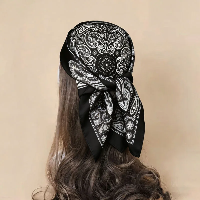 Luxury Scarf Turban Hijab Female Headscarf Bandana Shawl Headband Windproof Neckerchief Wraps Print Handkerchief Square Fashion