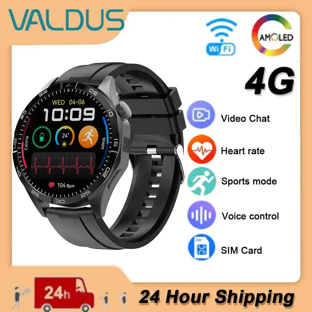 VALDUS 2024 VG52 Pro Smartwatch AMOLED WIFI GPS SOS NFC 2+16G Memory 4G Watch With HD Camera Man Kids Fitness Sports Smartwatch