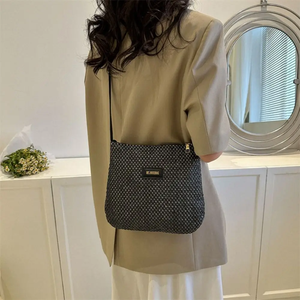 Ladies Fashion Summer Straw Crossbody Bag Women Beach Holiday Shopping Woven Shoulder Handbag Messenger Purses for Women Bags