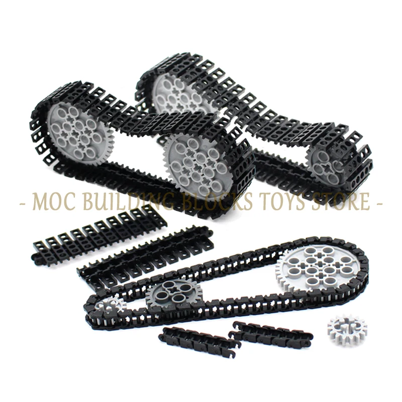 Technology Parts 3711 24375 57518 57519 Building Block Brick Link Tread Sprocket Tanks Tracks Rivets Mechanical Engineering Toys