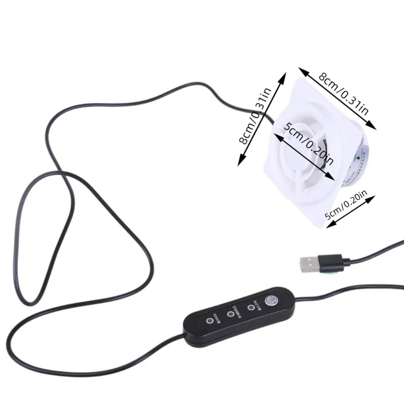 

USB Ventilation Fan Exhaust Fan USB5V 2.0W 5000rpm Three speed Suitable for Small Room and Soldering Irons F19E