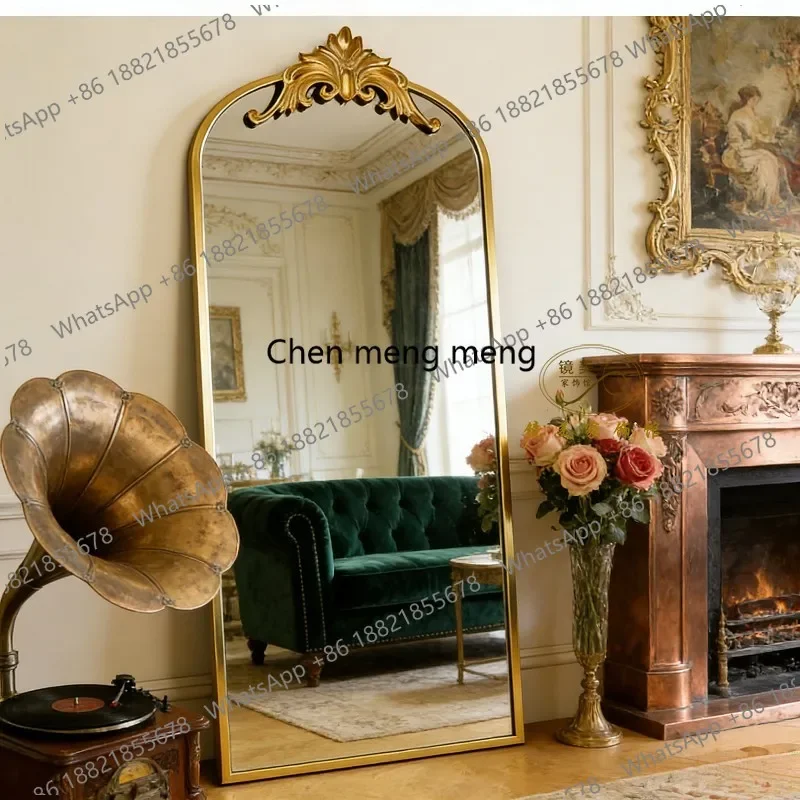 

Французское ретро-зеркало в полный рост, настенное, с американской резьбой, золотое, напольное, для дома, спальни, гардеробной