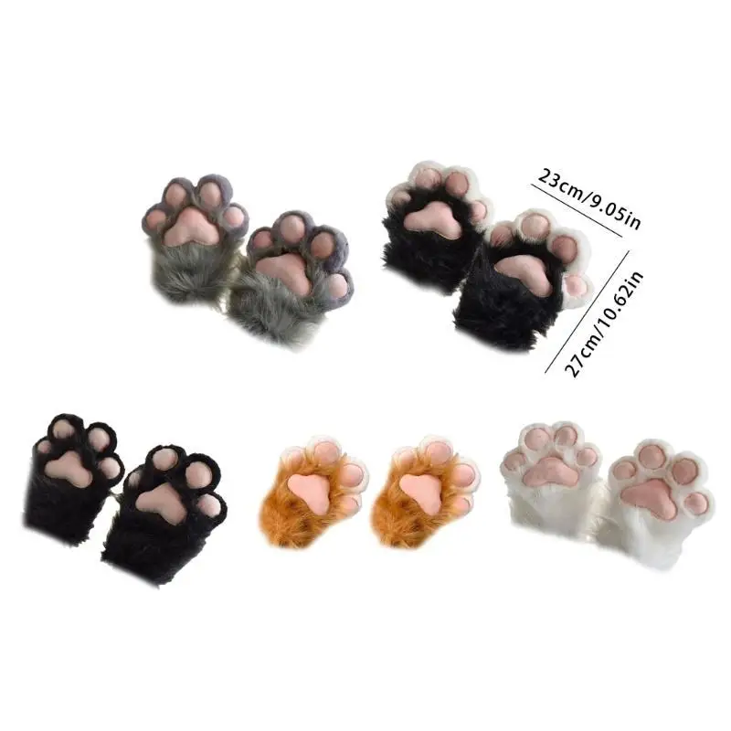 39BD jeu rôle Anime chats pattes gants Halloween fête Costume peluche pattes gants