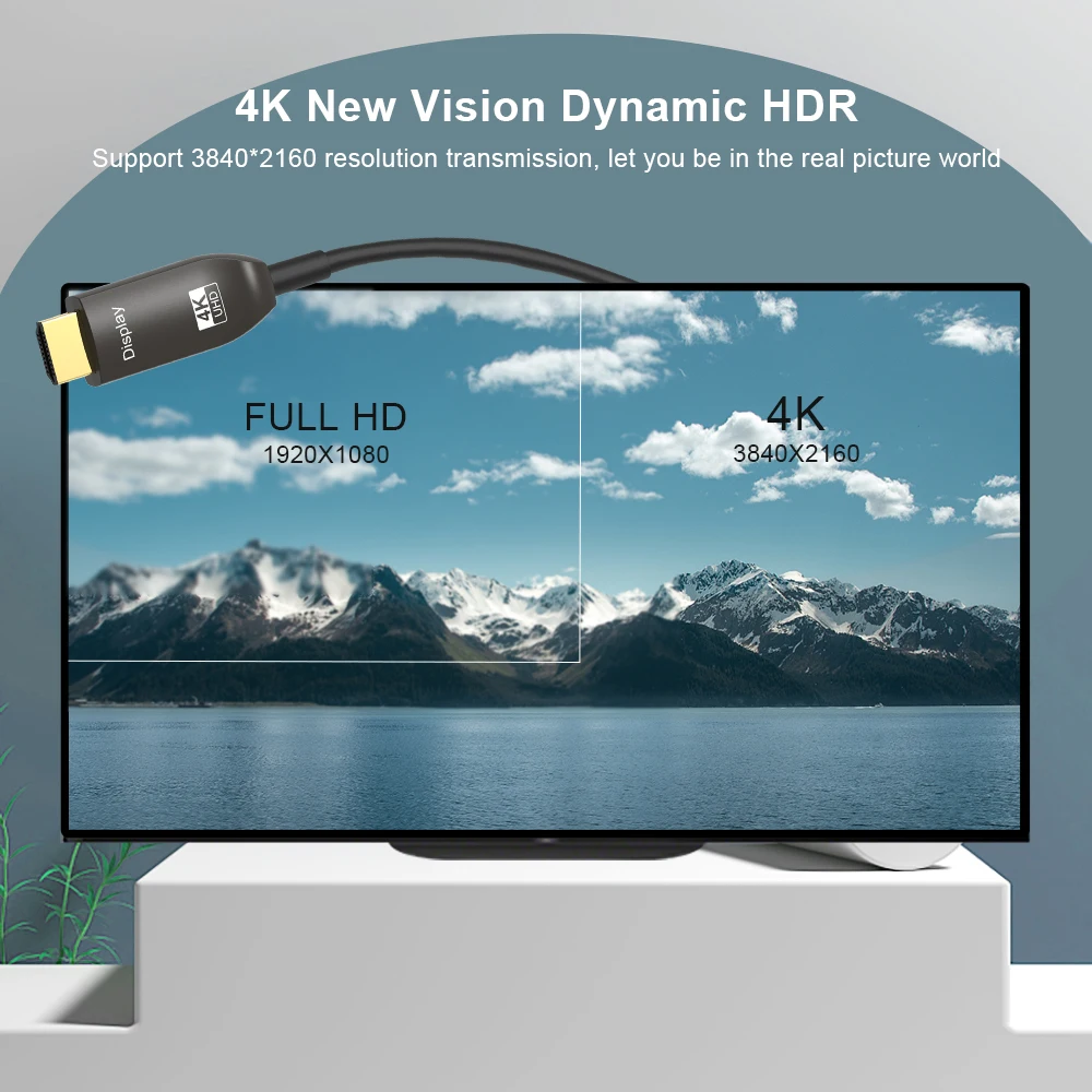 DP do HDMI kompatybilny kabel światłowodowy 4K @ 60Hz DisplayPort do HDMI kabel światłowodowy 15m 20m 30m HDR 3D HDCP do ultraszybkiego komputera