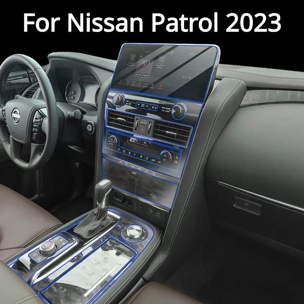 

For Nissan Patrol 2023 Car interior Accessories film transparent TPU Gear Panel Center Console Anti-scratch resist film refit