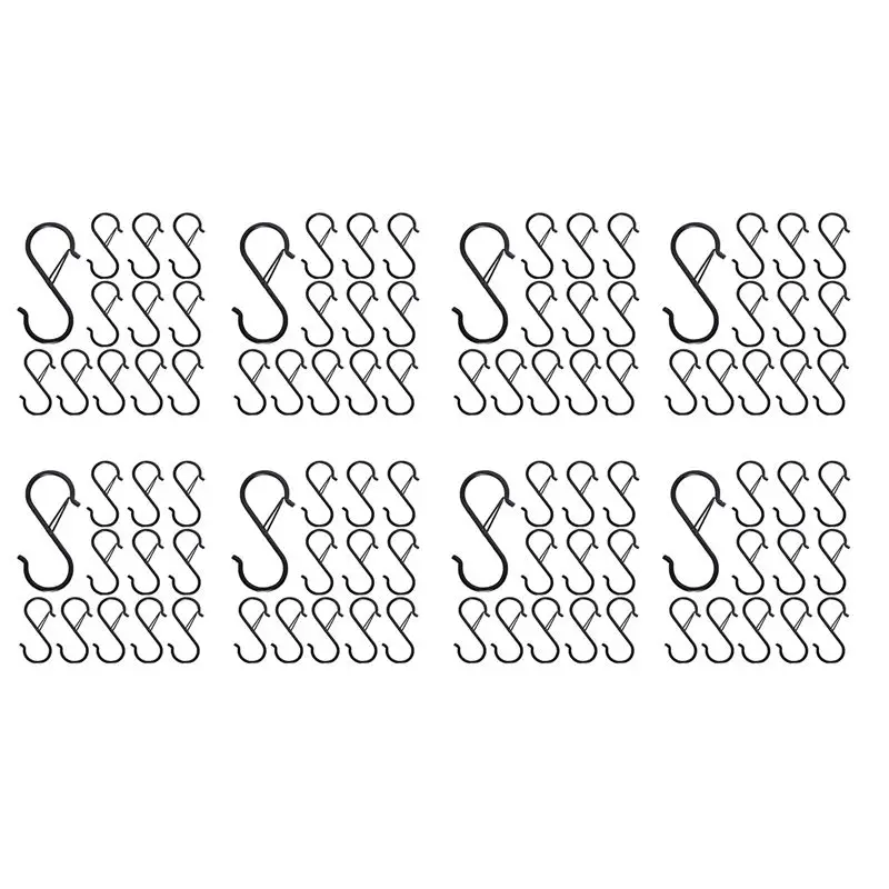 

HLZS-96PCS S Hooks For Hanging - S Shaped Hooks For Kitchen Utensil And Closet Rod - Black S Hooks For Hanging Plants,Pots