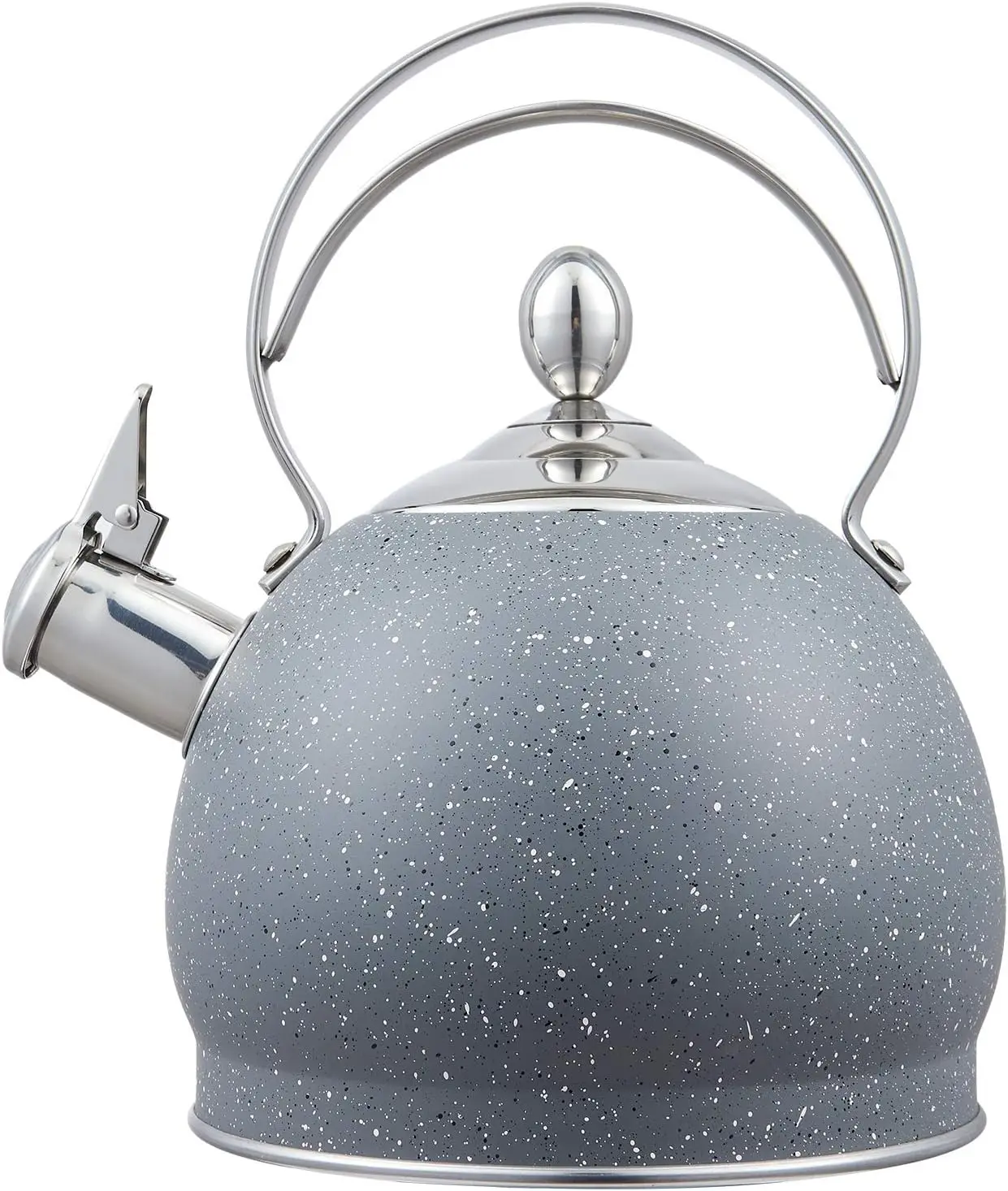 

Creative Home 2.5 Qt. Stainless Steel Whistling Tea Kettle Teapot with Aluminum Capsulated Bottom for Fast Boiling Heat Water, f