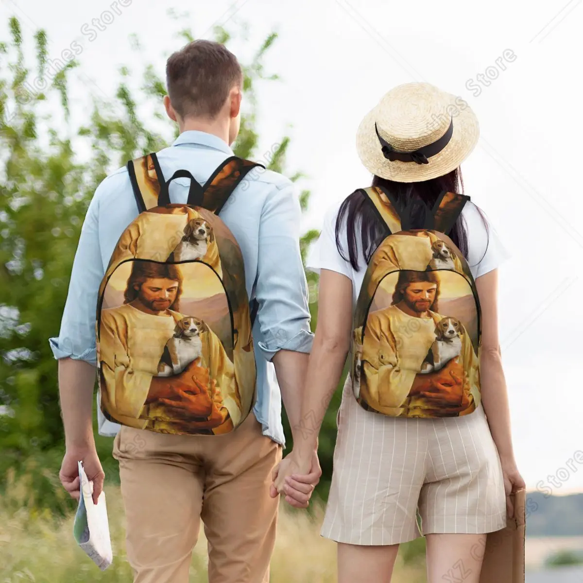 Funny Beagle Dog And Jesus Lover Student Backpack School Bag Hiking Travel Daypack for Boys Girls Bookbag Shoulder Bags