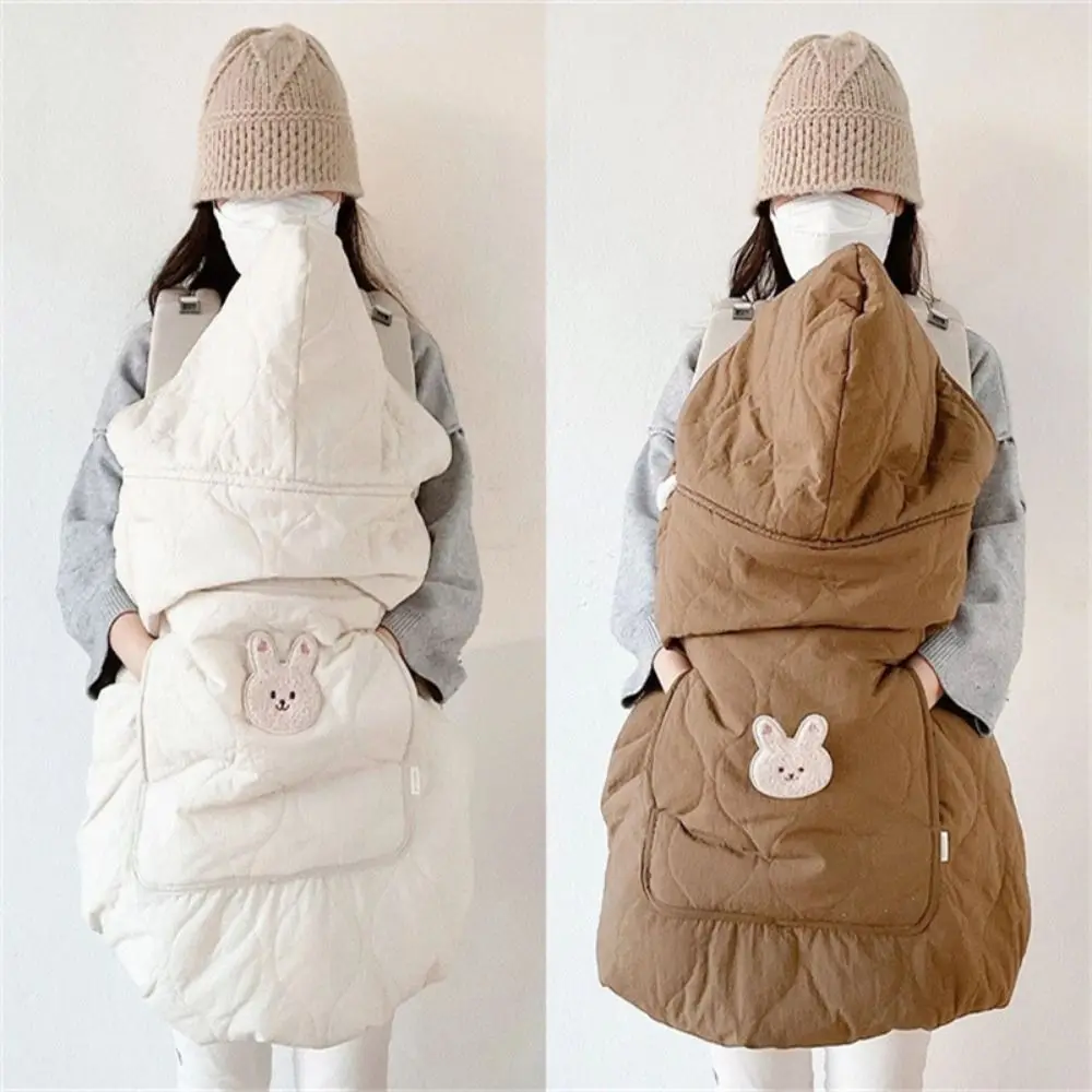 

Solid Color Cartoon Bear Baby Stroller Blanket Thicken Windproof Toddler Trolley Cover Soft Warm Infant Hooded Cloak Outdoors