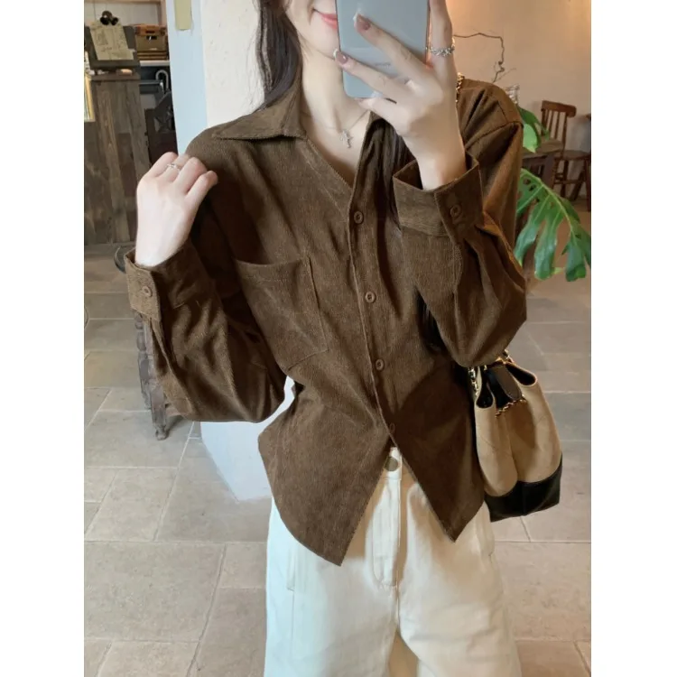 

Autumn Winter Women's irt Slim Fit Velvet Belted Collared Tie Waist Korean Sle Versatile Faionable Top