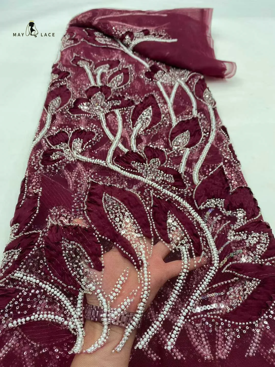 

African French Tulle Groom Lace Fabric 3D 2026 High Quality Sequins Nigerian Lace Fabric African Mesh Lace Fabric For Wedding