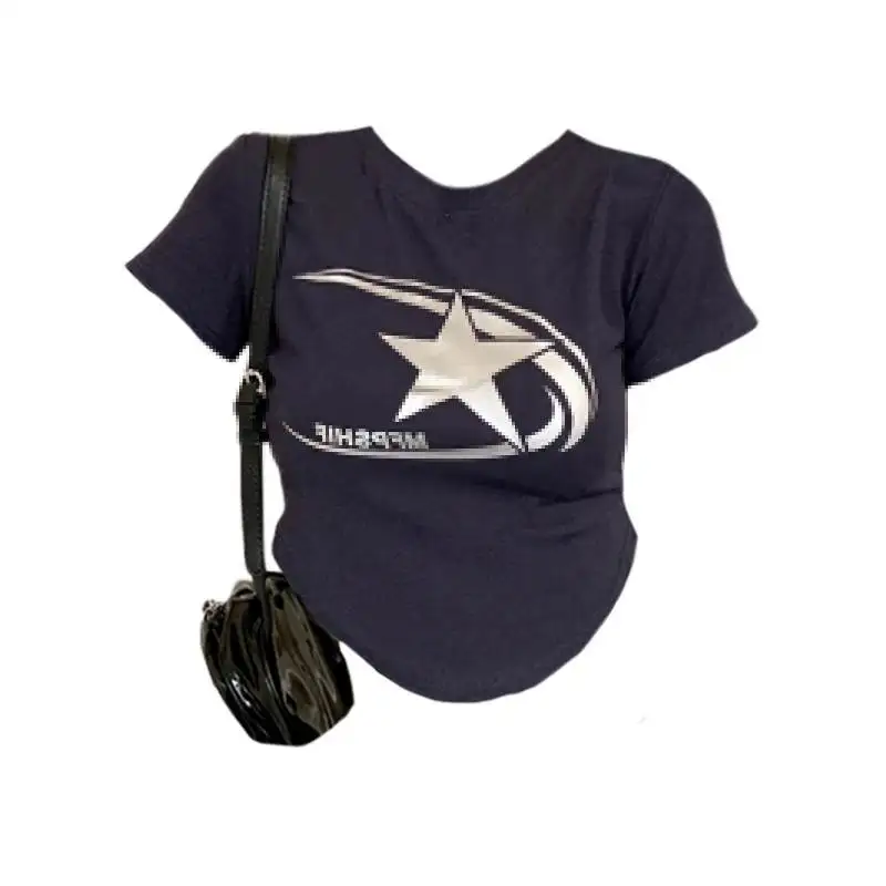 

plus Size American Sle ort Sve T-irt Women's Faion 200 Pou Extra Large Slimming Hot Girl Casual Streetwear