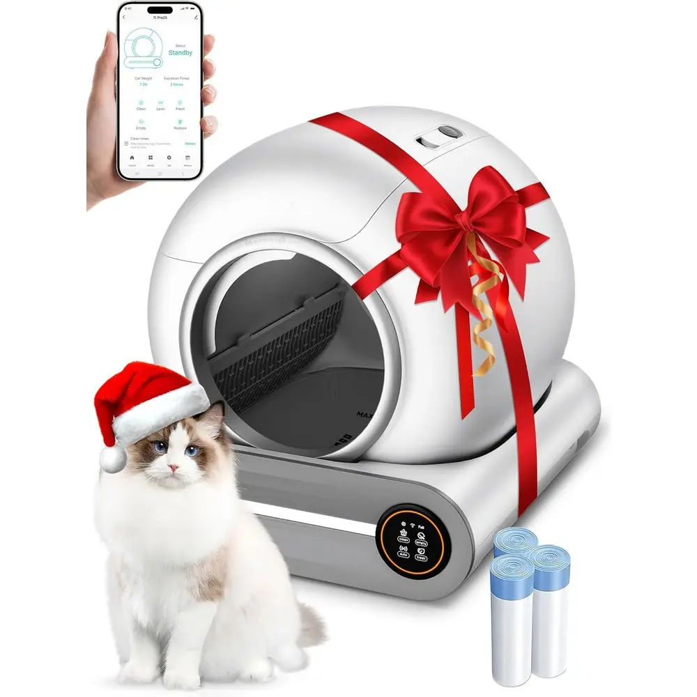 Automatic Litter Box, Upgraded Robot Sel Cleaning Litter Box or Multiple Cats, 65L+9L Extra Large, eatures Negative ion Steriliz