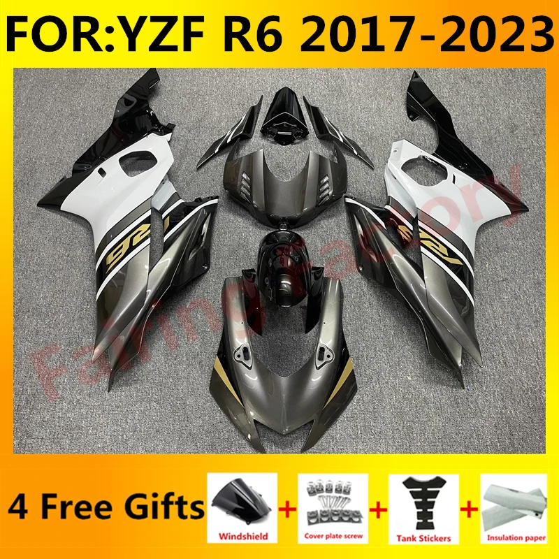 

Новый комплект обтекателей для мотоцикла ABS подходит для YZF R6 YFZ-R6 2017 2018 2019 2020 2021 2022 2023 комплекты обтекателей кузова серый белый