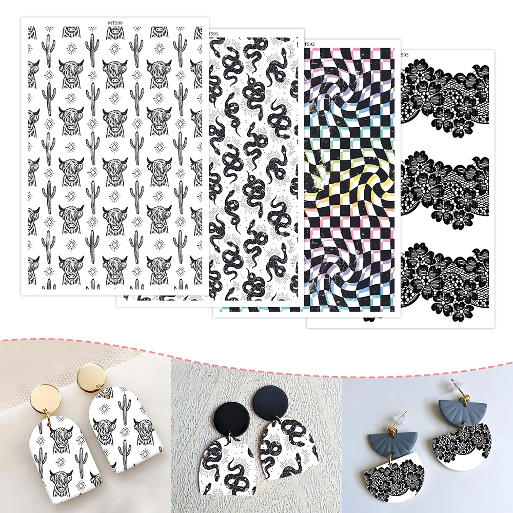 

1 Sheet Clay Polymer Transfer Paper Ox Snake Soluble Disposable Sticker Lace Border Mixed Theme Diy Jewelry Decal Making 2025